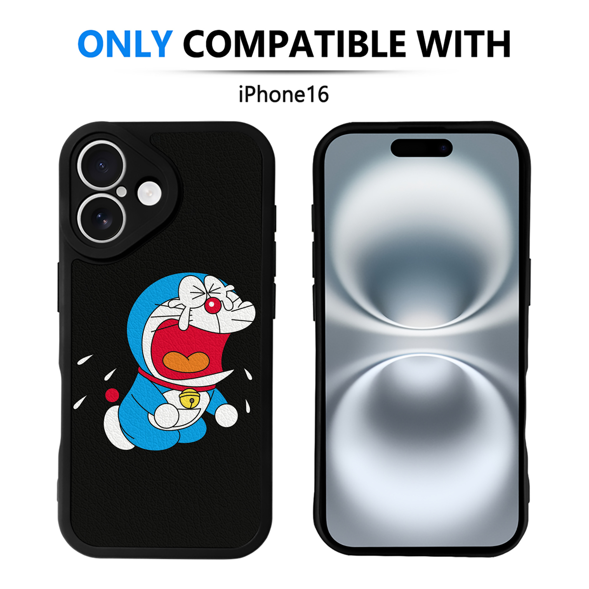 （画像用） ドラえもん Doraemon 【iPhone 16シリーズ対応】シリコンスマホケース（レザー調） 材質：シリコン